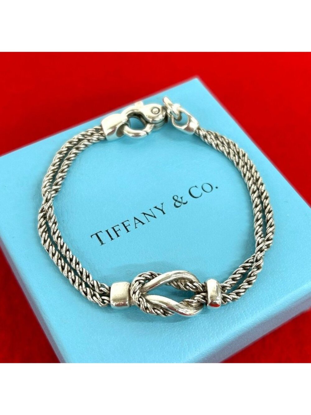 Tiffany & Co Double Rope Center Knot Bracelet 925 Sterling Silver